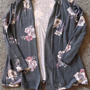 Eyeshadow Dark Gray Floral Cardigan